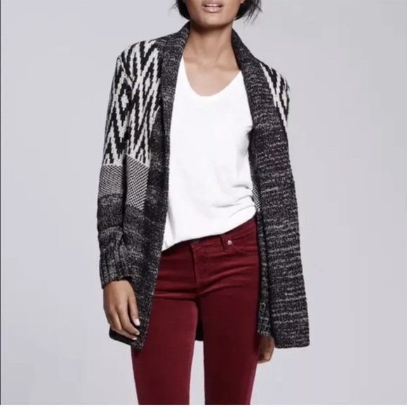 Lucky Brand Women’s Cardigan Sweater Cotton Wool Blend Black Cream Size Large - Picture 9 of 9